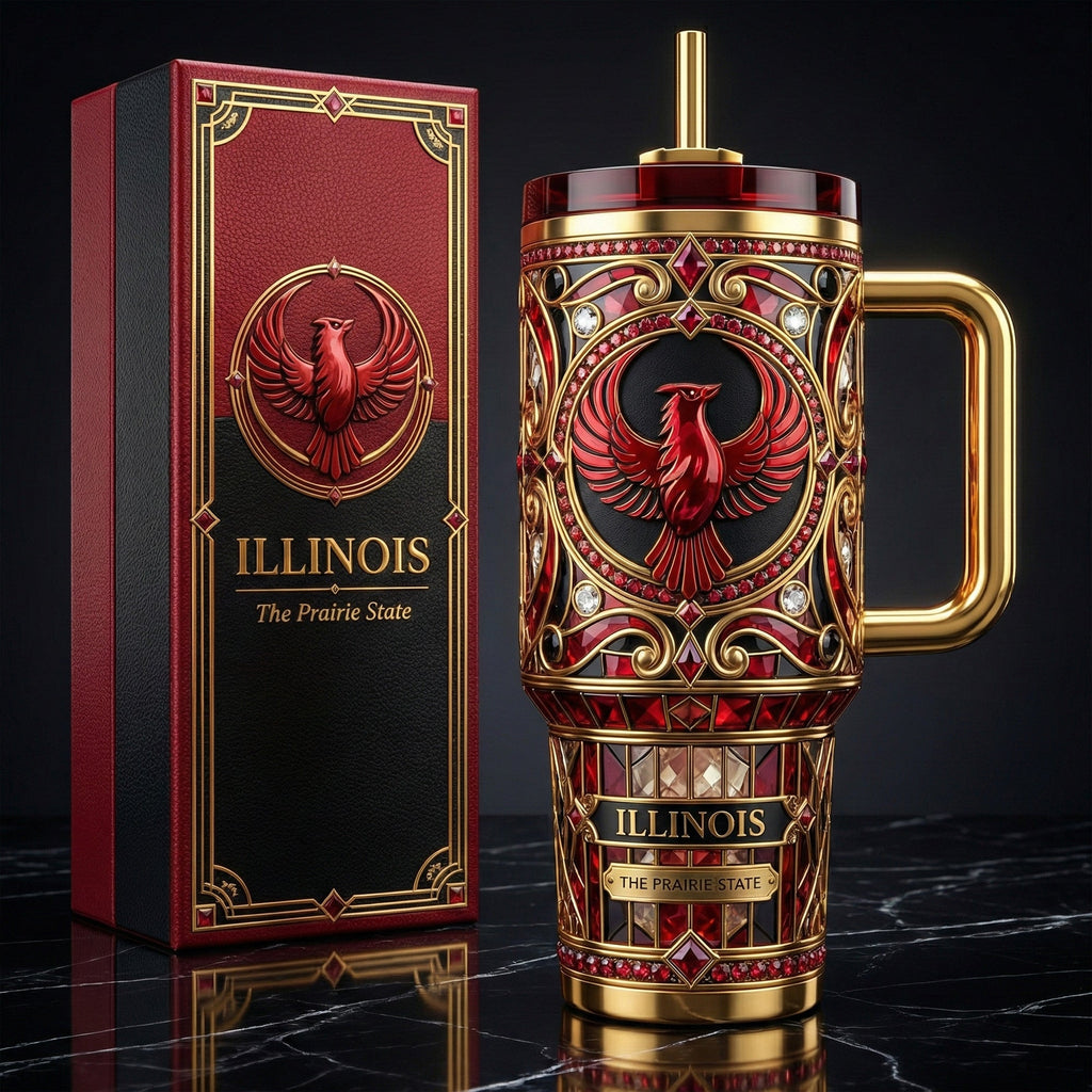 ILLINOIS & INDIANA 40oz Tumbler With Handle DAT