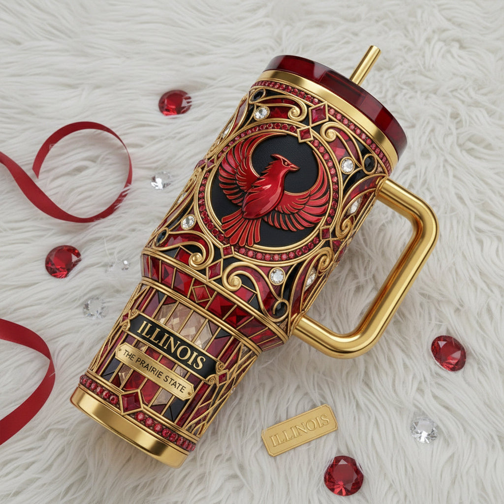 ILLINOIS & INDIANA 40oz Tumbler With Handle DAT