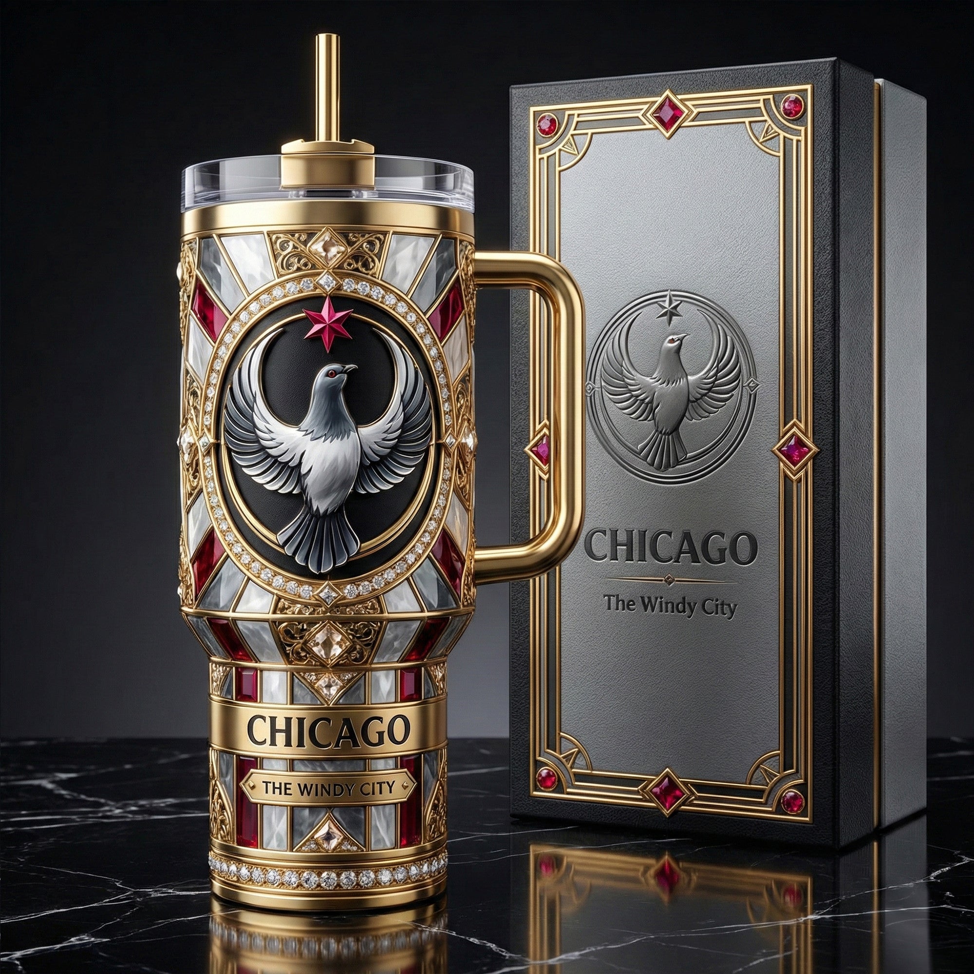 CHICAGO 40oz Tumbler With Handle DAT