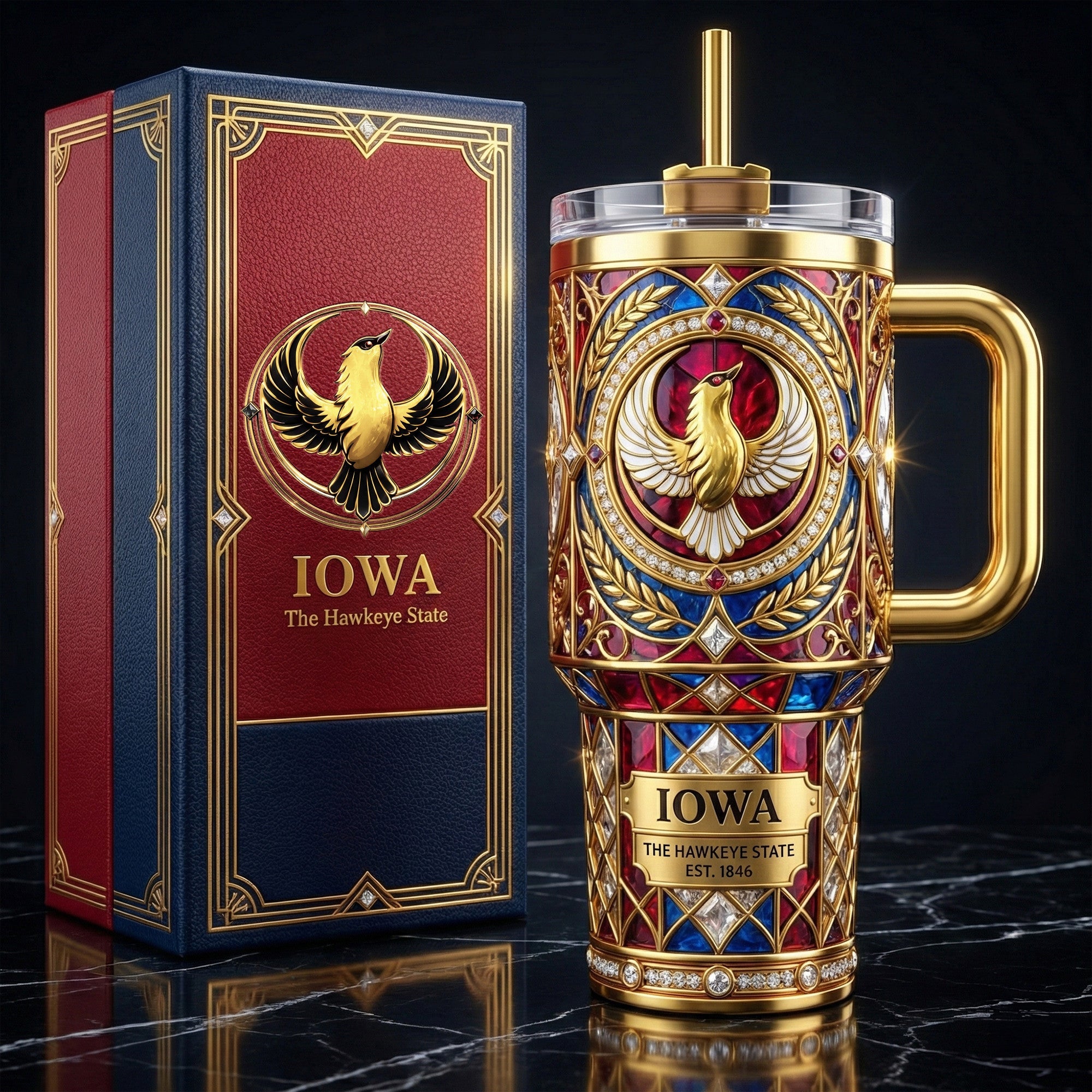 IOWA 40oz Tumbler With Handle DAT