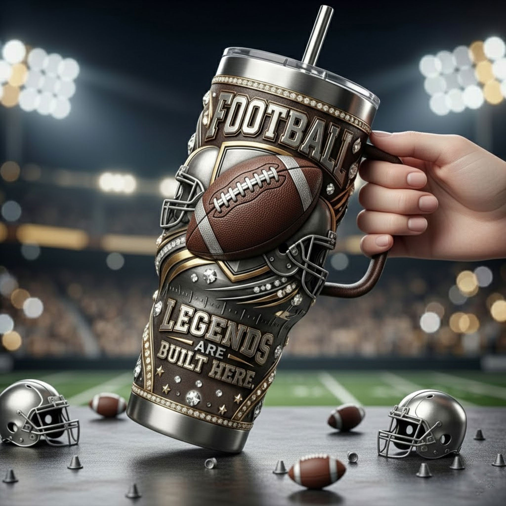 Football 40oz Tumbler With Handle TNSM