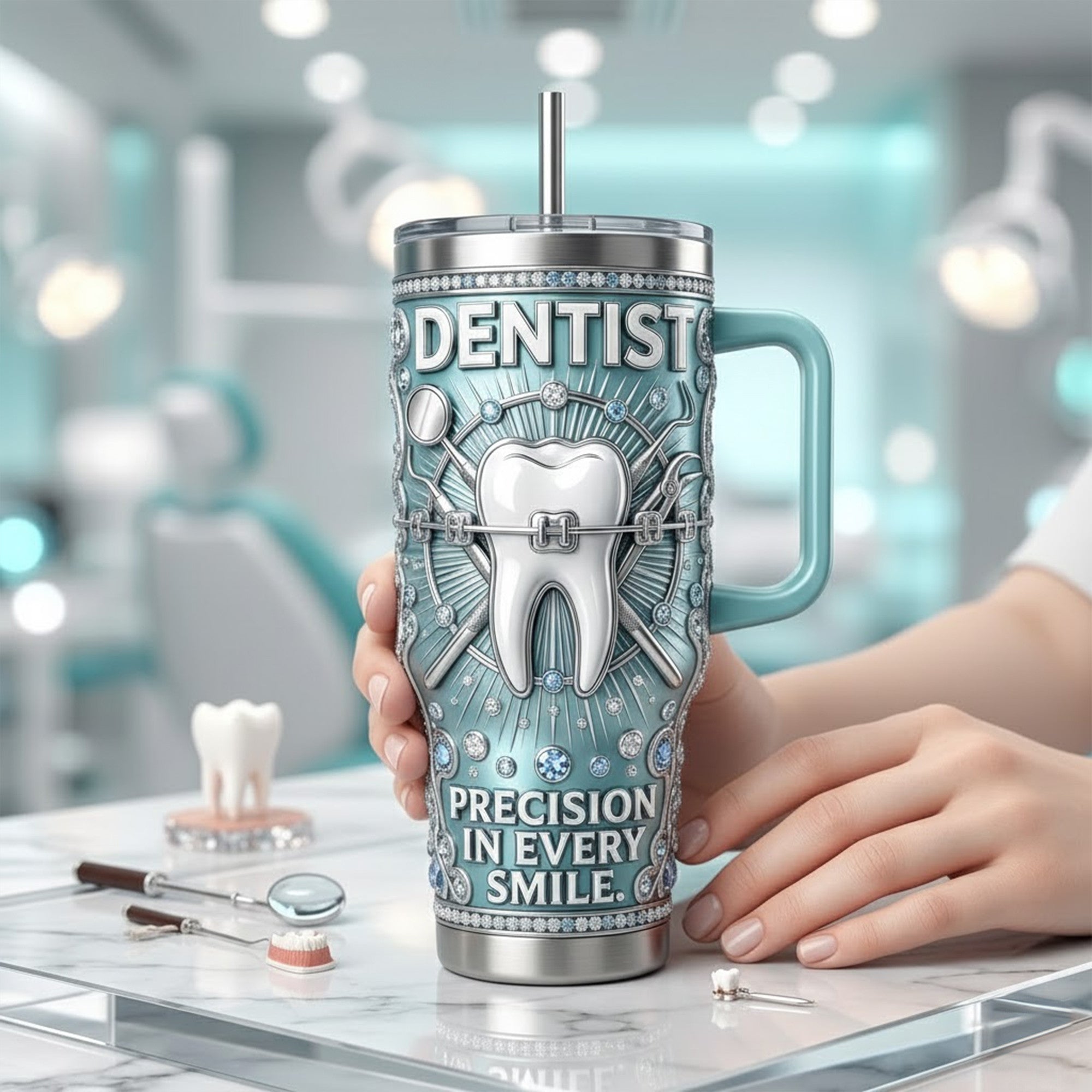 Dentist 40oz Tumbler With Handle TNSM
