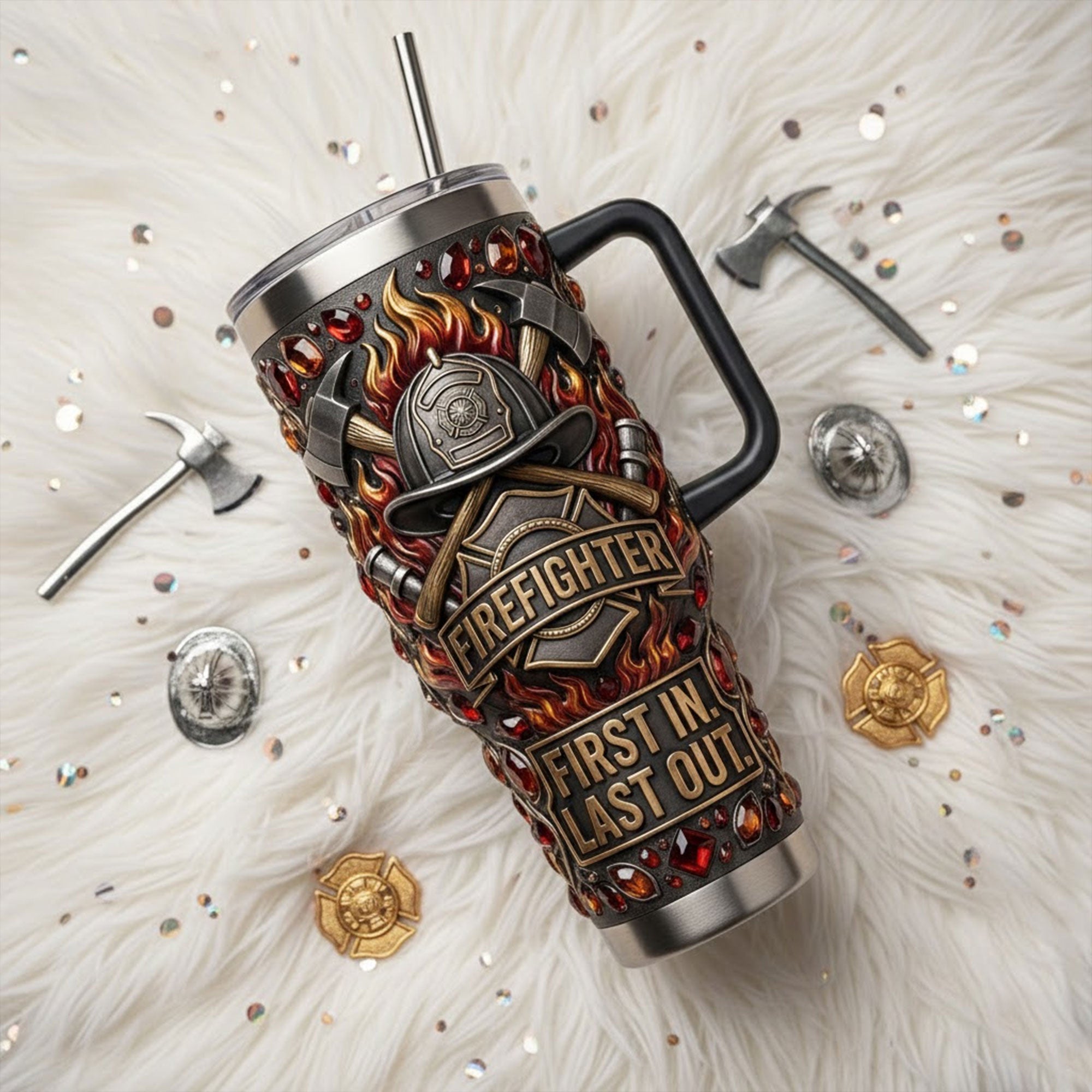Firefighter 40oz Tumbler With Handle TNSM