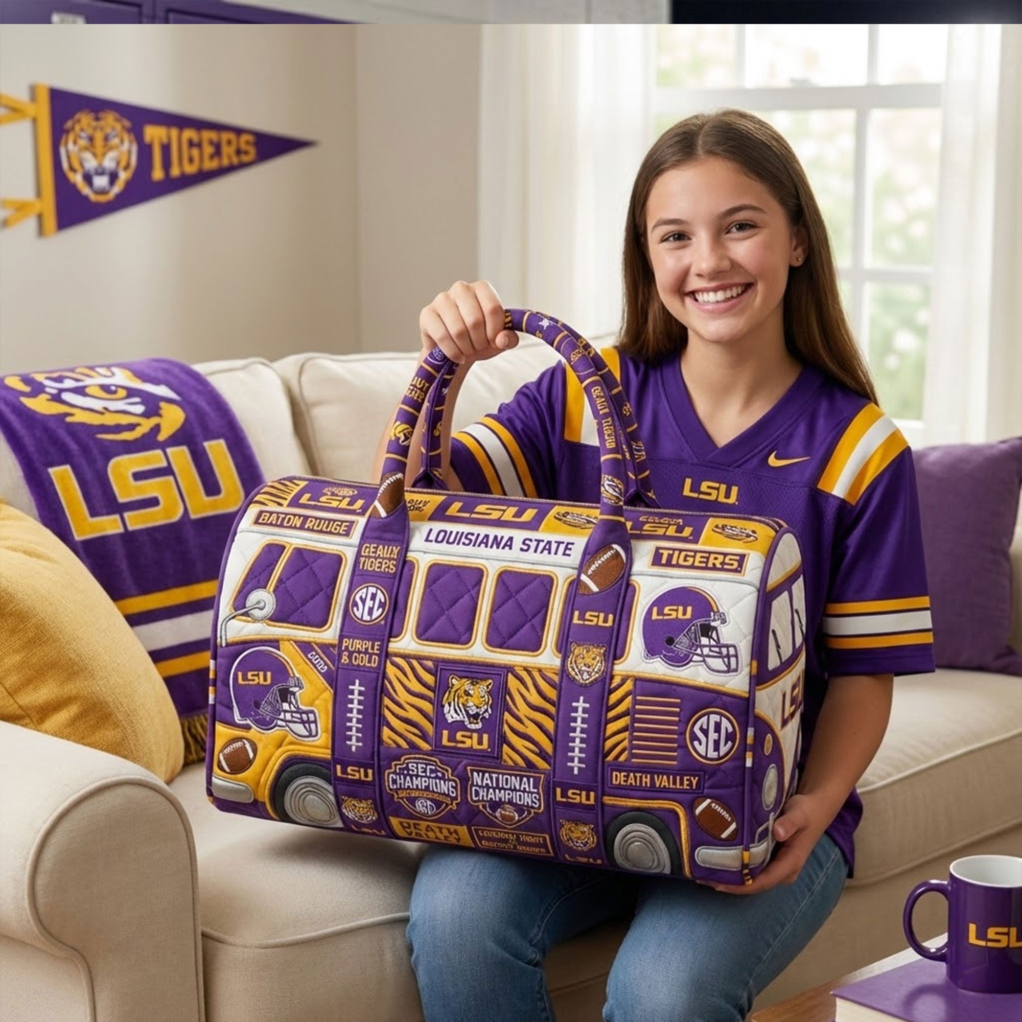 LSU Premium Quilted Duffle Bag TNSM