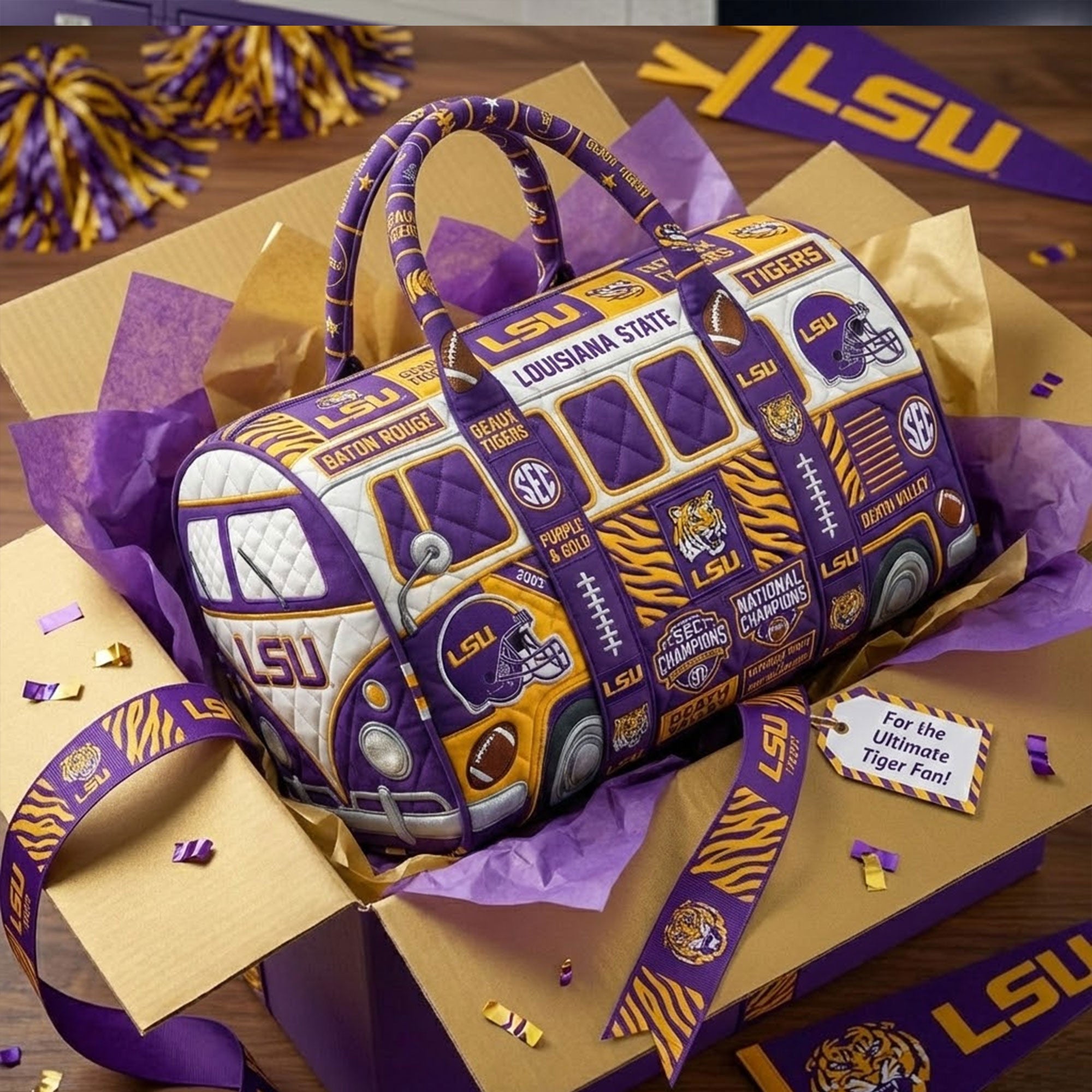 LSU Premium Quilted Duffle Bag TNSM